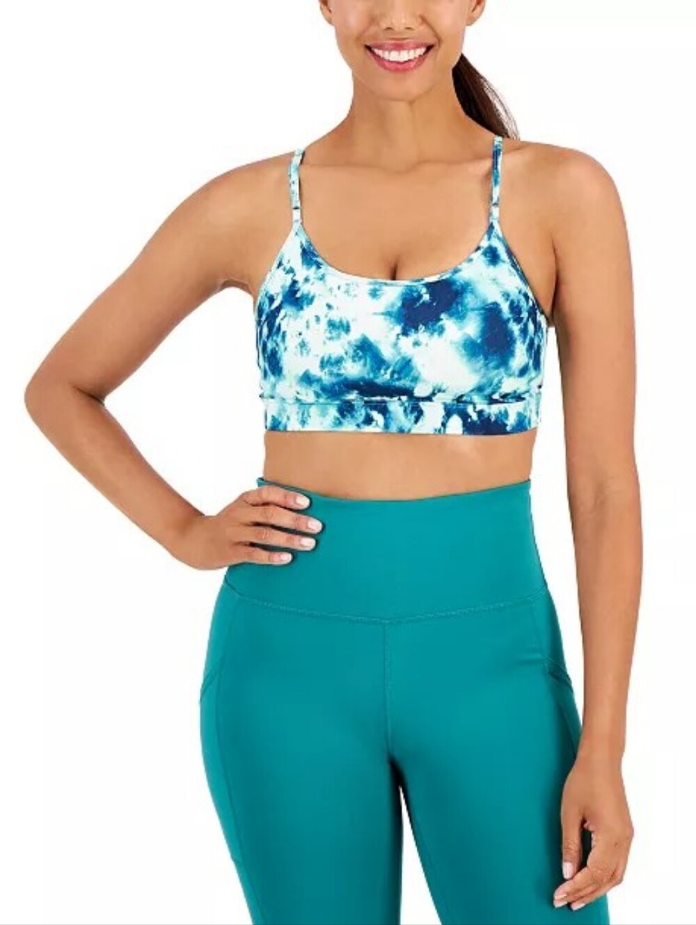Ideology Blue Tie-Dye Sports Bra - Women Intimates Size Medium